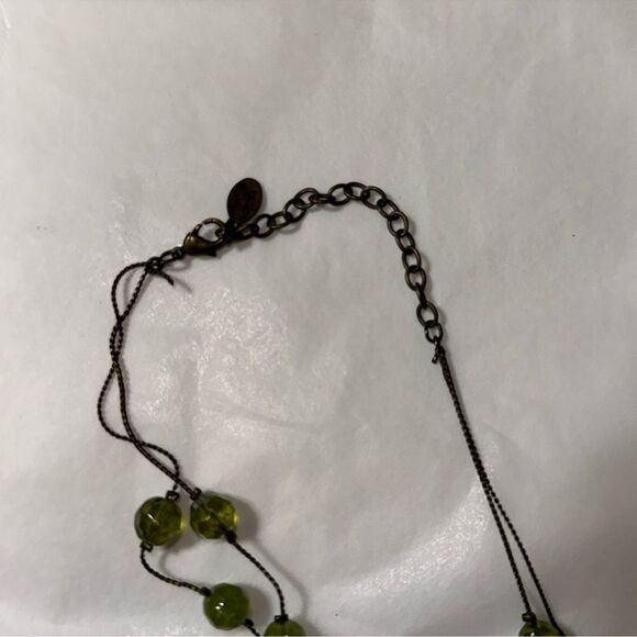 Robert & Rose Vintage Bronze Tone Double Strand Green Acrylic Beads Necklace - Picture 5 of 5